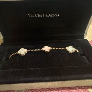 Van Cleef & Arpels Gold and White Clover Necklace